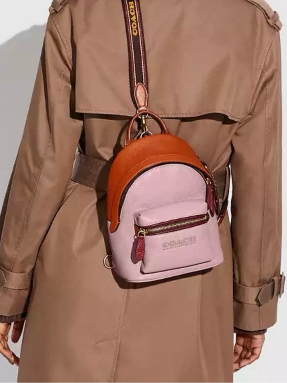 Coach Pink and Brown Pebbled Leather Mini Backpack - Picture 8 of 10